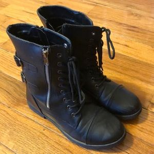 Rue 21 Black Combat Moto Zipper Boots